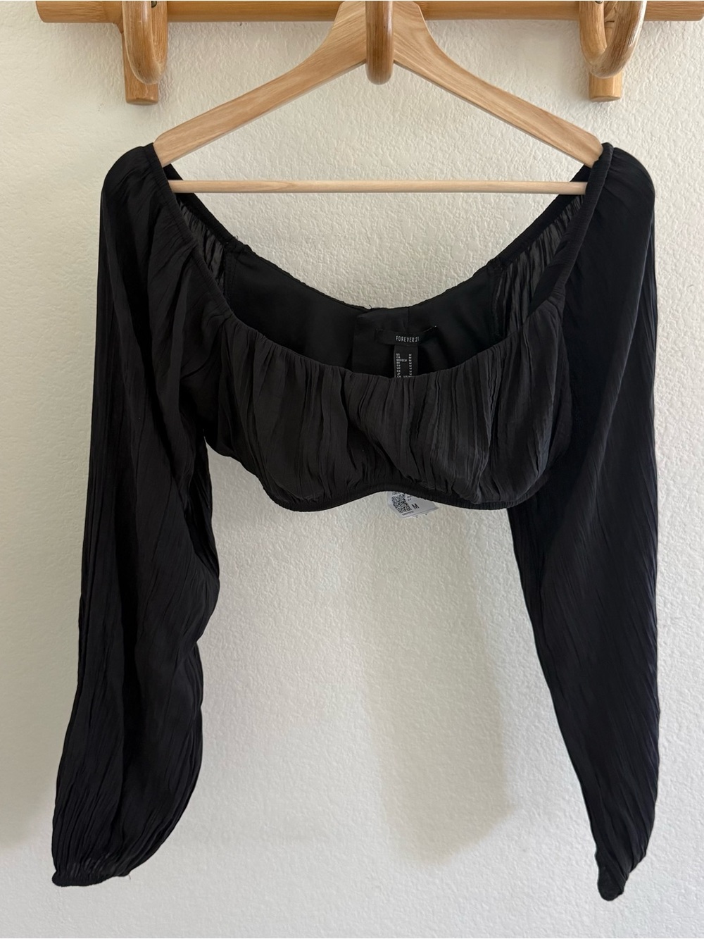 NWT FOREVER 21 whimsigoth peasant milkmaid ruched off the shoulder crop bra top